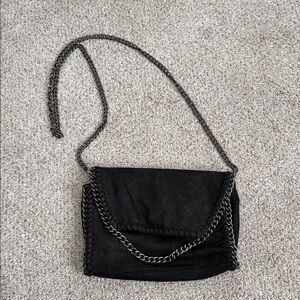 Black Chain-Trim Shoulder Bag